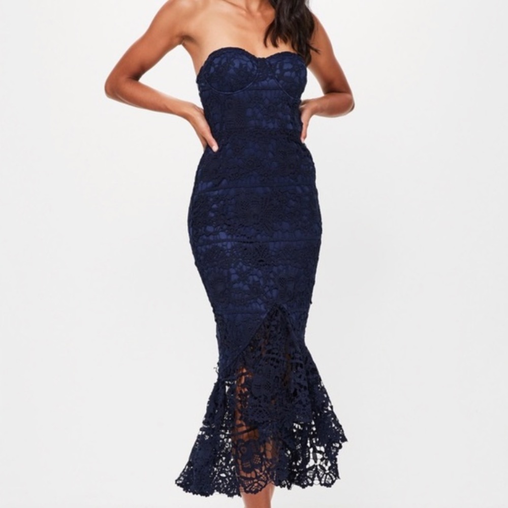Misguided Lace Fishtail Dress